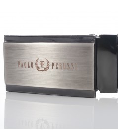 PAOLO PERUZZI Pánsky kožený opasok MB005 110 cm | čierna