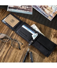 PAOLO PERUZZI Pánska kožená peňaženka RFID T-68-BL | čierna