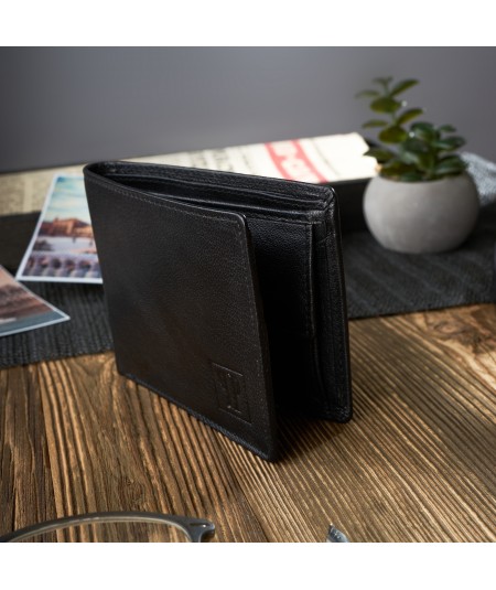 PAOLO PERUZZI Pánska kožená peňaženka RFID T-67-BL | čierna