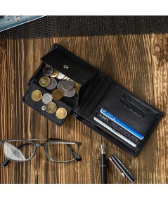 PAOLO PERUZZI Pánska kožená peňaženka T-66-BL | čierna