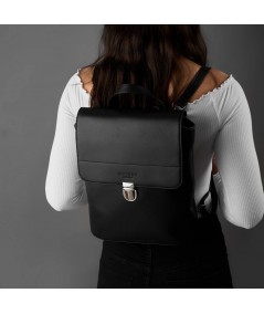 PAOLO PERUZZI Elegantný dámsky kožený batoh 3 v 1 | čierna