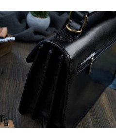 PAOLO PERUZZI Klasická dámska kožená taška N07-BL | čierna