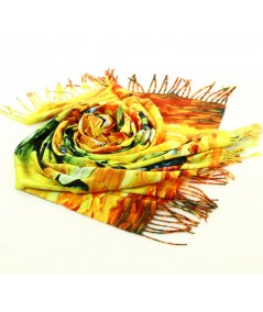 Valentina Teplý dámsky obojstranný viskózový šál Sunflowers | zelená