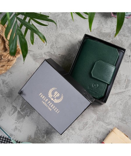 PAOLO PERUZZI Dámska kožená peňaženka s RFID | zelená