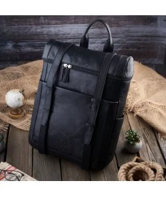 PAOLO PERUZZI Pánsky kožený batoh | čierna