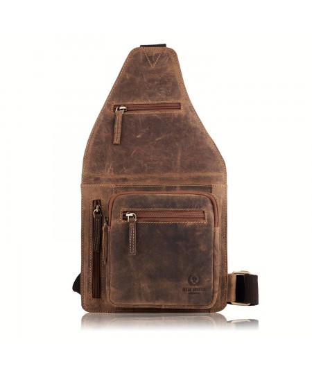 PAOLO PERUZZI Kožený pánsky batoh Vintage T-62-HBR | hnedá