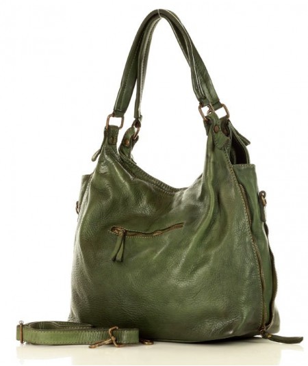 MARCO MAZZINI Kožená shopper taška | zelená
