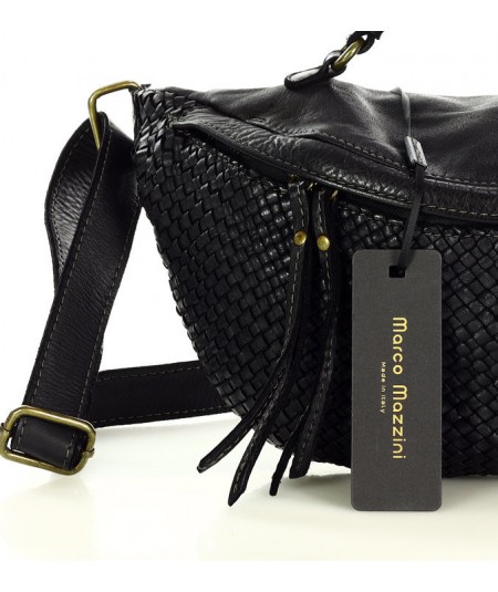 Marco Mazzini Pletená kožená taška | čierna
