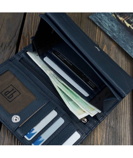 PAOLO PERUZZI Dámska kožená peňaženka s RFID T-45-DB | tmavomodrá