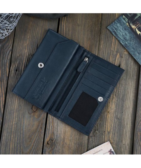 PAOLO PERUZZI Dámska kožená peňaženka s RFID T-45-DB | tmavomodrá