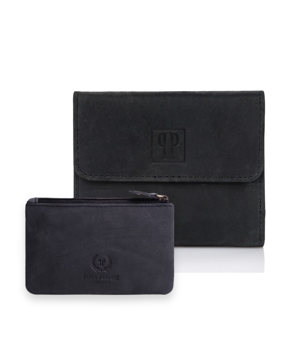 Paolo Peruzzi Dámska kožená peňaženka a puzdro na kľúč | čierna