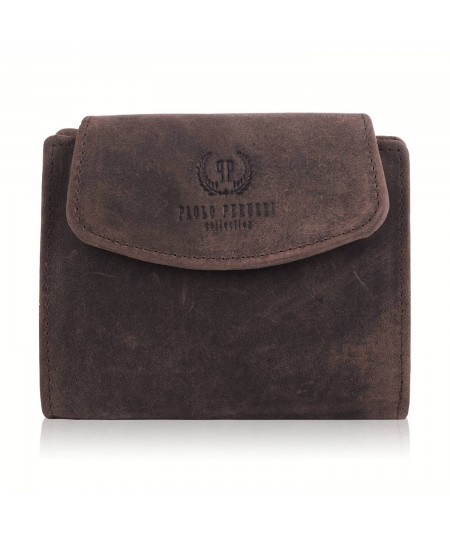 PAOLO PERUZZI Dámska kožená peňaženka RFID T-12-HBR | hnedá