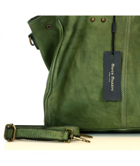 Marco Mazzini Kožená shopper kabelka vera pelle | zelená