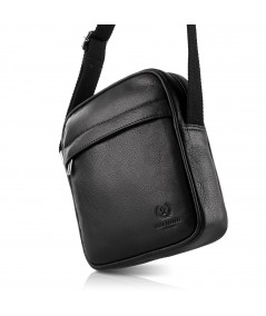 PAOLO PERUZZI Pánska kožená taška na rameno T-75-BL | čierna