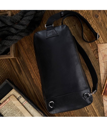 PAOLO PERUZZI Pánsky kožený batoh na jedno rameno IN-51-BL | čierna