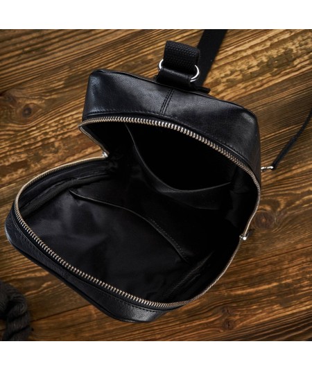 PAOLO PERUZZI Pánsky kožený batoh na jedno rameno IN-51-BL | čierna