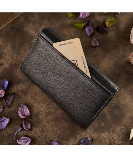 PAOLO PERUZZI Dámska kožená peňaženka | čierna