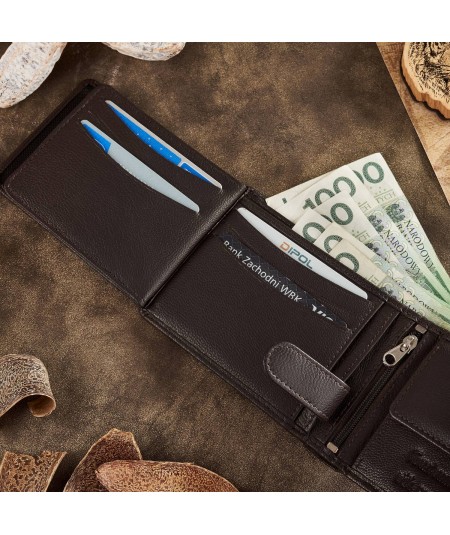 PAOLO PERUZZI Kožená pánska peňaženka RFID T-79-BR | hnedá