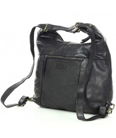 MARCO MAZZINI Kožená kabelka s funkciou batohu | čierna