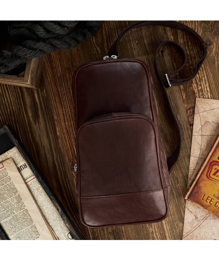 PAOLO PERUZZI Pánsky set kožený batoh a peňaženka ZUP-66-BR | hnedá