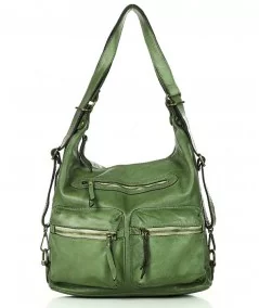MARCO MAZZINI Dámska kožená taška&batoh | zelená