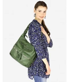 MARCO MAZZINI Dámska kožená taška&batoh | zelená