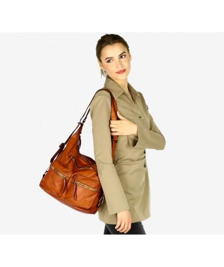 MARCO MAZZINI Dámska kožená taška&batoh | camel