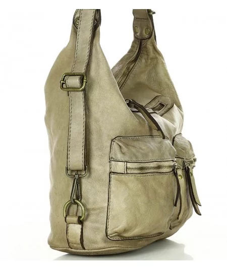 MARCO MAZZINI Dámska kožená taška&batoh | béžová