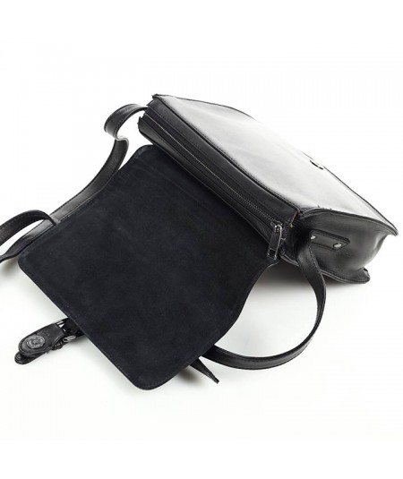 MARCO MAZZINI Obdĺžniková kožená kabelka cez rameno | čierna