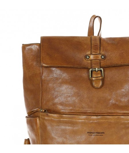MARCO MAZZINI Dámsky kožený batoh na notebook | hnedá camel