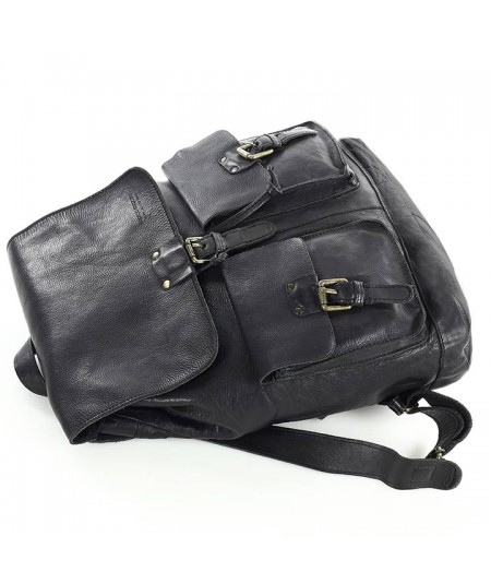 MARCO MAZZINI Elegantný dámsky batoh A4 z pravej kože | čierna