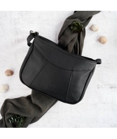 PAOLO PERUZZI Malá dámska kožená kabelka | čierna