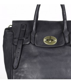 MARCO MAZZINI Dámska kožená kabelka Vintage | čierna