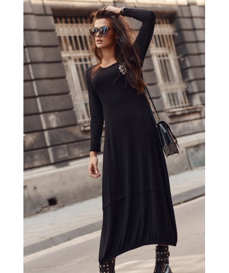 Numinou Viskózové maxi šaty s aplikáciou NU319 | čierna