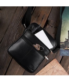 Paolo Peruzzi Pánska kožená taška + peňaženka ZUP-76-BL | čierna