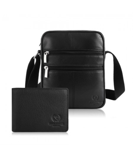 Paolo Peruzzi Pánska kožená taška + peňaženka ZUP-76-BL | čierna