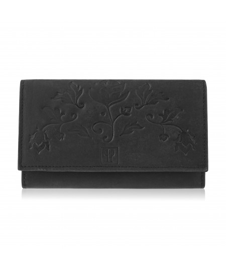 PAOLO PERUZZI Kožená peňaženka s motívom T-44-BL | čierna