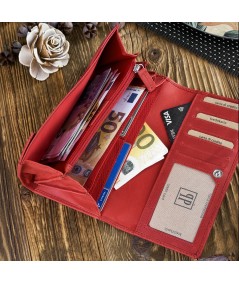 PAOLO PERUZZI Dámska kožená peňaženka s geometrickými vzormi IN-58-RD | červená