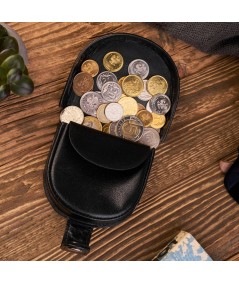 PAOLO PERUZZI Kožená peňaženka na mince T-50-BL | čierna