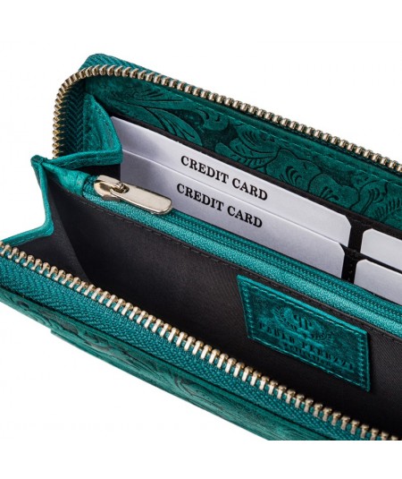 PAOLO PERUZZI Dámska kožená peňaženka s motívom T-08-GR | zelená