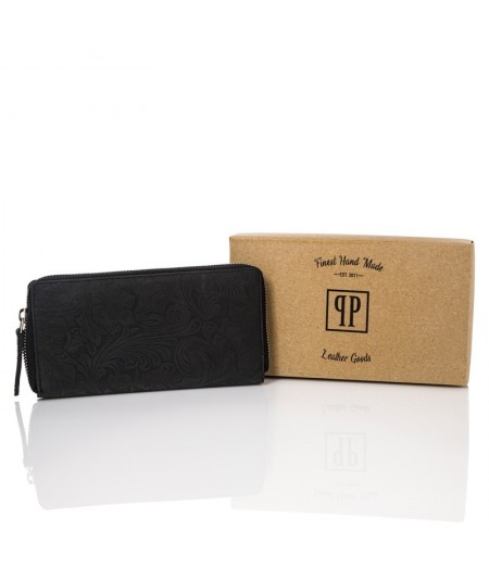 PAOLO PERUZZI Dámska kožená peňaženka s motívom T-08-BL | čierna