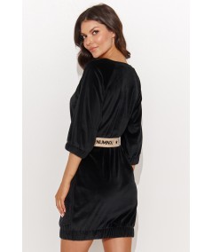 Numinou Velúrové šaty s opaskom NU457 | čierna