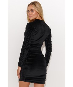 Makadamia Velúrové šaty M807 | čierna