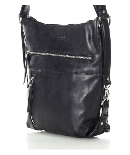 MARCO MAZZINI Dámska kožená taška s vreckami | čierna