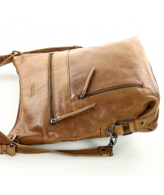 MARCO MAZZINI Dámska kožená taška s vreckami | hnedá