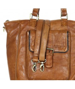 MARCO MAZZINI Kožená shopper taška Vintage | camel