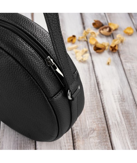 PAOLO PERUZZI Malá kožená kabelka na rameno IN-63-BL | čierna