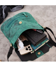 PAOLO PERUZZI Dámska kožená taška cez rameno T-61-GR | zelená