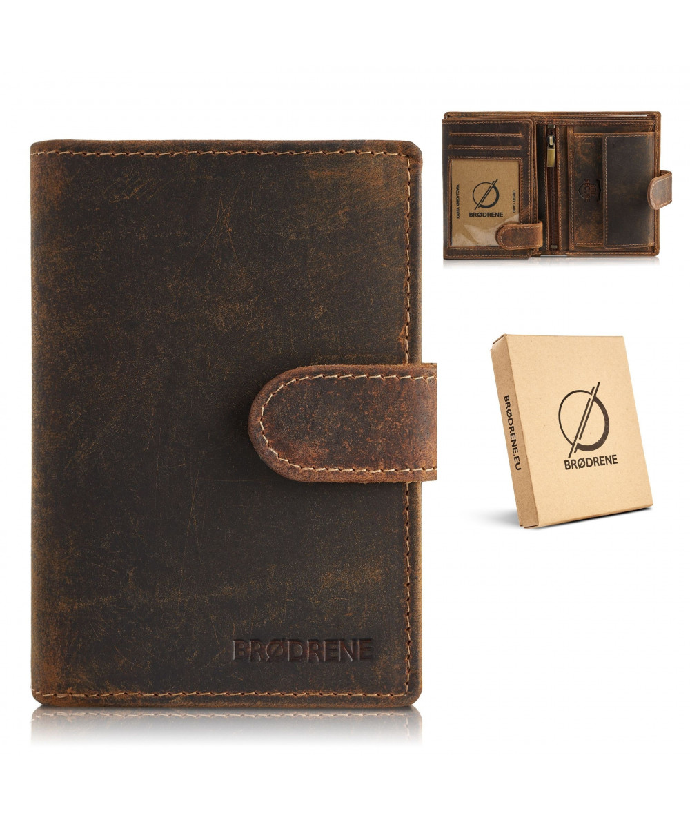 BRØDRENE Pánska kožená peňaženka G-28-HBR | hnedá