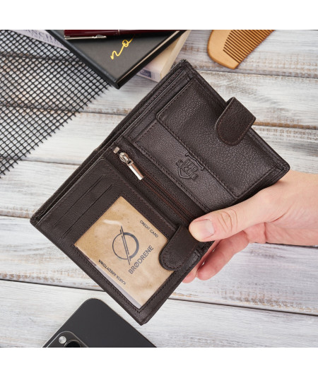 BRØDRENE Pánska kožená peňaženka G-28-BR | hnedá
